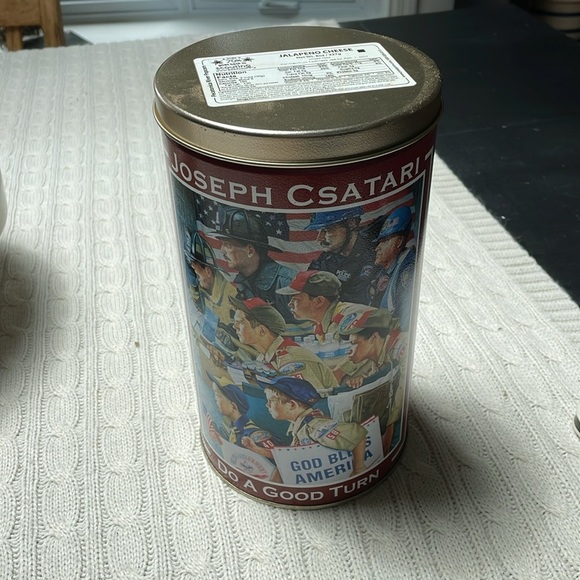 Boy Scouts Popcorn tin with lid. Joseph Csatari God Bless America Do a Good Turn - Picture 9 of 9